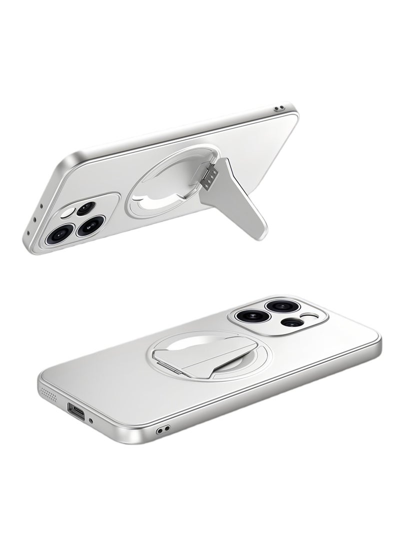 Slim Case Compatible with OPPO Reno 15 Pro with Holder [Support Wireless Charging] Hard PC Matte Back Cover Magnetic Stand Kickstand Case